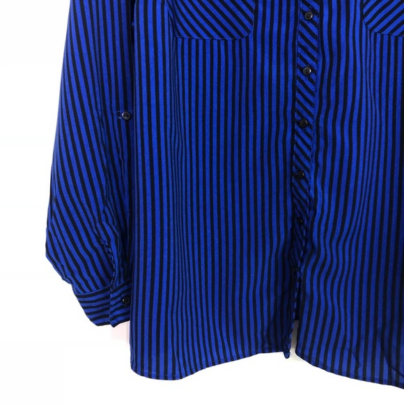 Vintage Blue Black Long Sleeve Button Up Size Medium - Picture 5 of 8